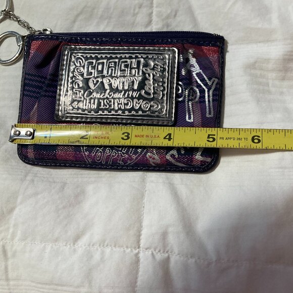 Coach Poppy Tartan Keychain Wallet Coin Purse - Picture 4 of 12